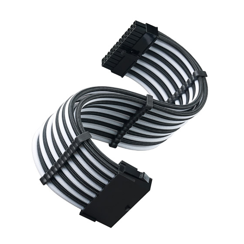 SilverStone PP07E-MBBW 24 Pin ATX Sleeved Power Extension Cable - Black/White (SST-PP07E-MBBW)