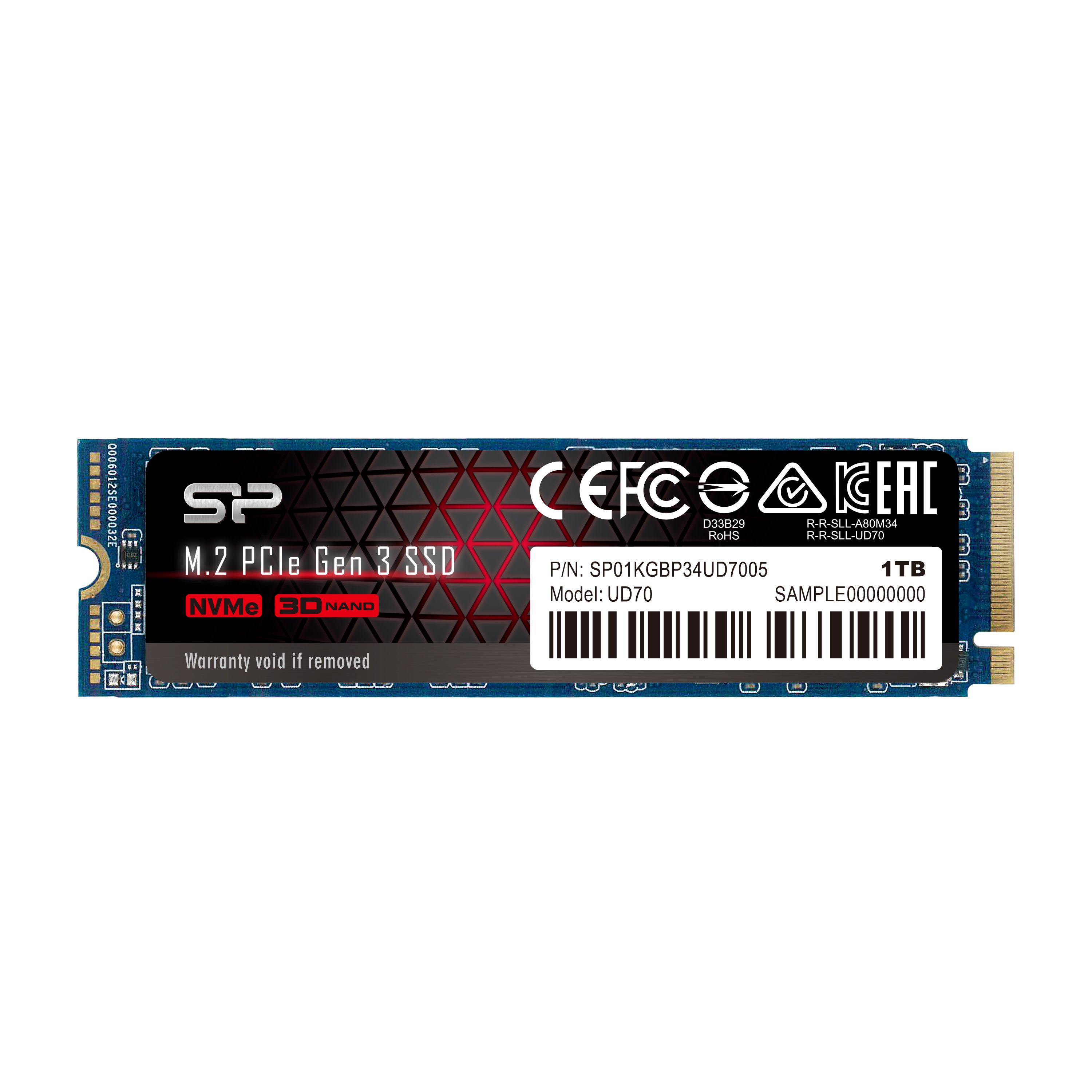 Silicon Power 1TB UD70 Gen3x4 TLC R/W up to 3,400/1,900 MB/s PCIe M.2 NVMe SSD