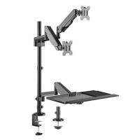 Brateck Gas Spring Sit Stand Workstation with Dual Monitor Mount