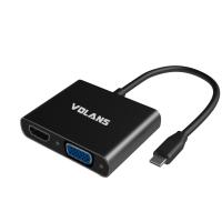 Volans Aluminium USB-C Multiport Adapter Type-C Power HDMI VGA USB3.0
