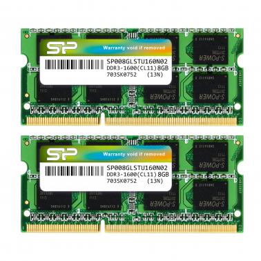 Silicon Power 16GB (2x8G) SP016GLSTU160N22 DDR3L 1600MHz PC3-12800 1.35V CL11 SODIMM RAM - OPENED BOX 87026