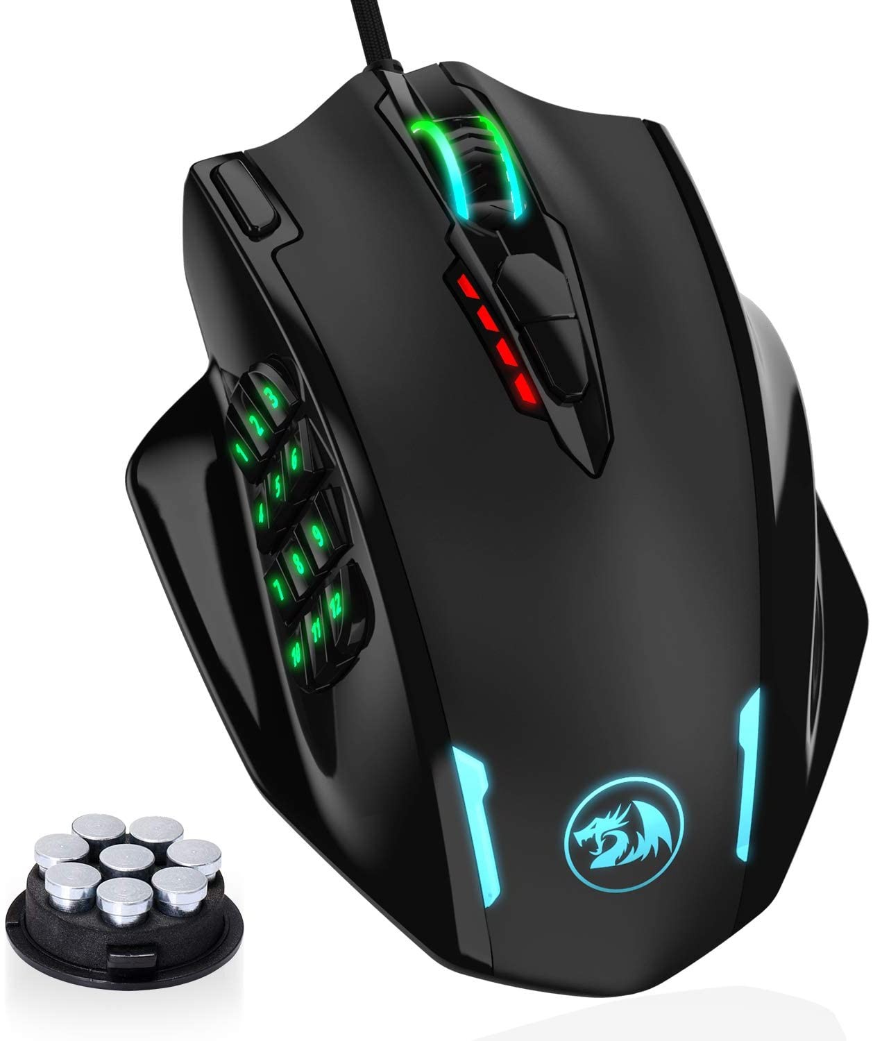 Redragon M908 Impact RGB LED MMO Mouse with Side Buttons Optical Wired Gaming Mouse with 12,400DPI