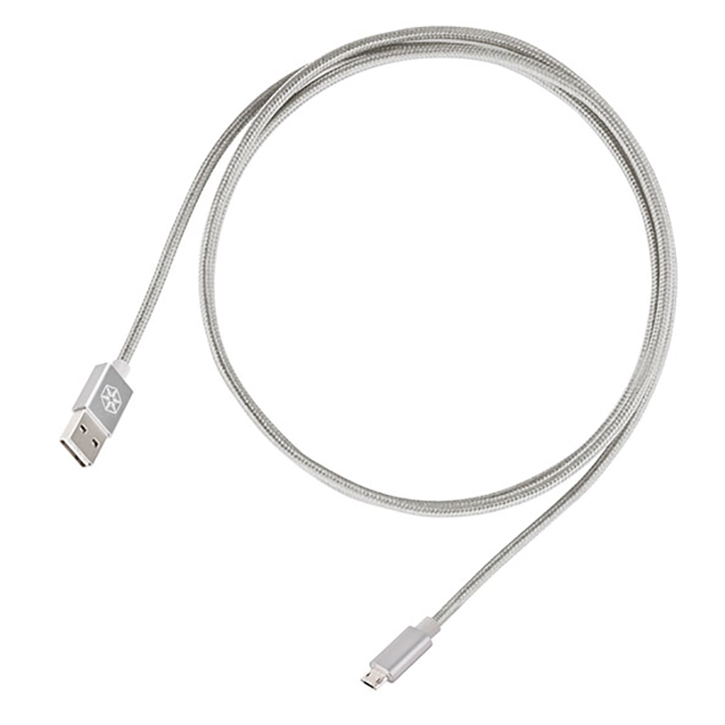 Silverstone CPU01 Reversible USB A to Micro USB 1m Cable - Silver (SST-CPU01S)