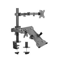 Brateck Double Joint Articulating Steel Monitor Arm with Laptop Holder