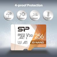 Silicon Power Superior PRO 4K/HD 256GB Micro SDXC Card 100MB/s Read & 80MB/s Write U3, C10, A1, V30 with Adapter