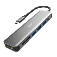 Silicon Power 7-in-1 USB C Hub with HDMI, USB 3.2 Gen 1, micro SD & SD Card Reader for Macbook/iPad Pro/ Laptop