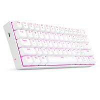 Redragon K630 60% Wired Mechanical Keyboard Pink LED Backlit, Brown Switch, White