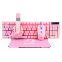 Marvo Scorpion CM370EN 4 in 1 Gaming Set (Headset, Keyboard, Mouse & Mousepad) - Pink
