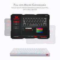 Redragon K530 Draconic 60% Compact RGB Wireless Mechanical Gaming Keyboard, White, Blue Switch