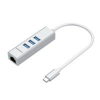 Simplecom CHN421 Aluminum USB-C to 3 Port USB HUB with Gigabit Ethernet Adapter Silver