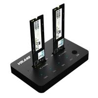 Volans Aluminum 2-Bay USB-C M.2 NVMe PCI-E SSD Docking Station with Clone
