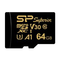 Silicon Power Golden 4K/HD High Endurance 64GB for Dash Cams & Security Cams Micro SDXC Card U3, C10, A1, V30 with  Adapter