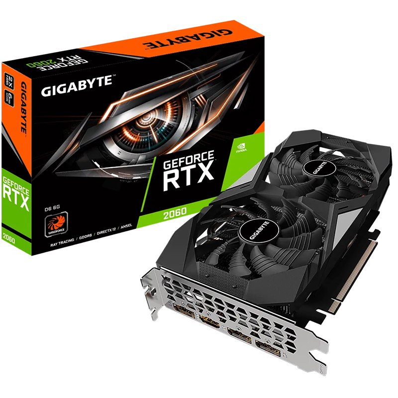 Gigabyte GeForce RTX 2060 6G D6 Graphics Card - Rev 2.0 (N2060D6-6GD-V2)