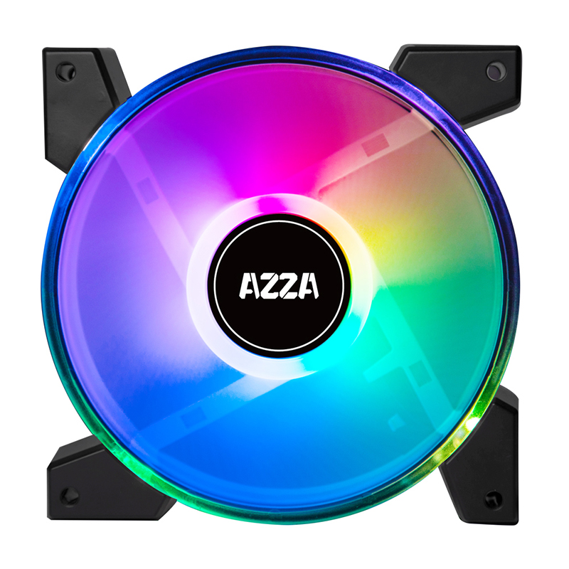 AZZA Hurricane II Digital RGB 4*120mm Fan in Retail packing with AZZA Hub