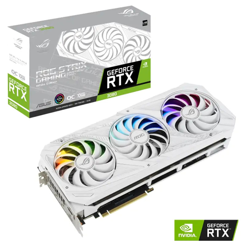 Asus ROG Strix GeForce RTX 3080 White V2 OC 10G LHR Graphics Card  (ROG-STRIX-RTX3080-O10G-V2-WHITE)