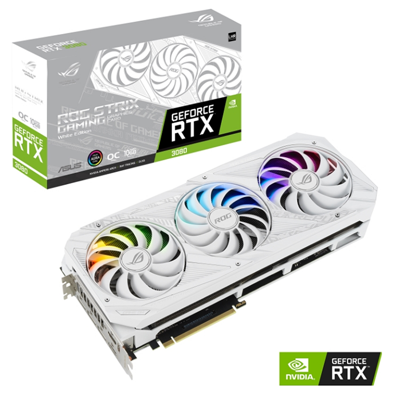 Asus ROG Strix GeForce RTX 3080 White V2 OC 10G LHR Graphics Card (ROG-STRIX-RTX3080-O10G-V2-WHITE)
