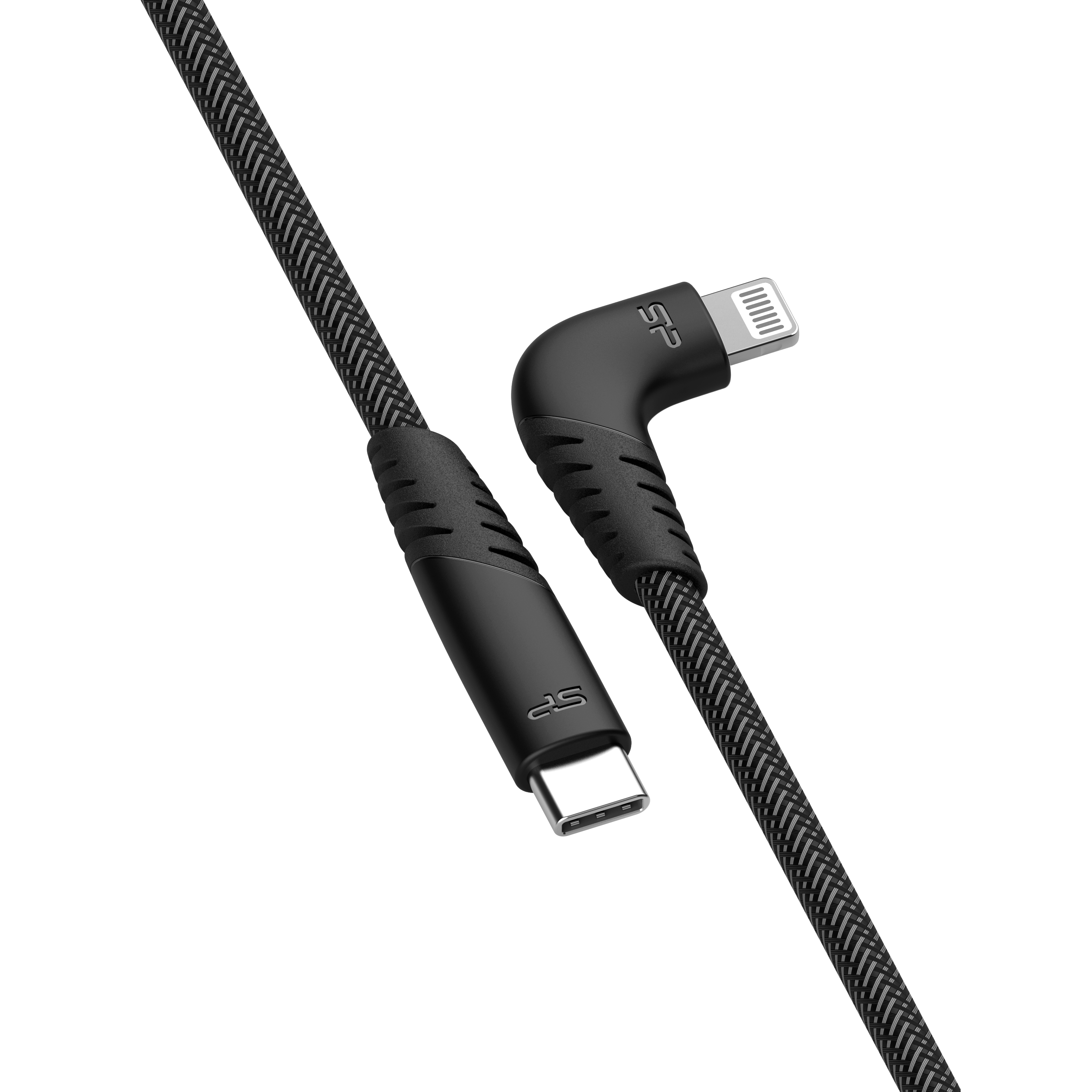 Silicon Power L-shaped Nylon Lightning USB C Cable 1m