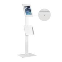 Brateck Anti-theft Tablet Kiosk Floor Stand with Catalogue Holder - White