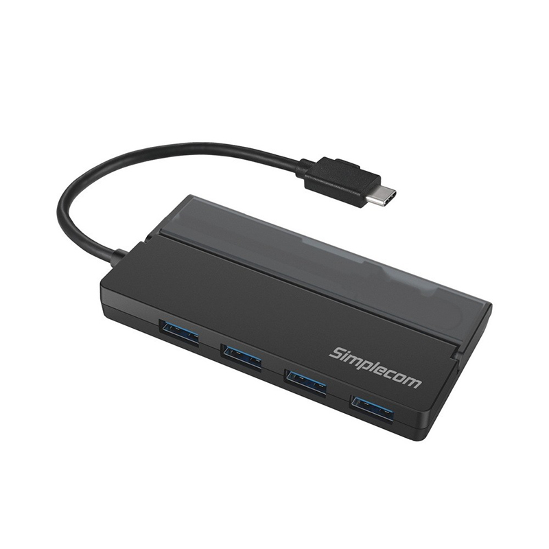 Simplecom Portable USB-C to 4 Port USB-A Hub - Black (CH330)