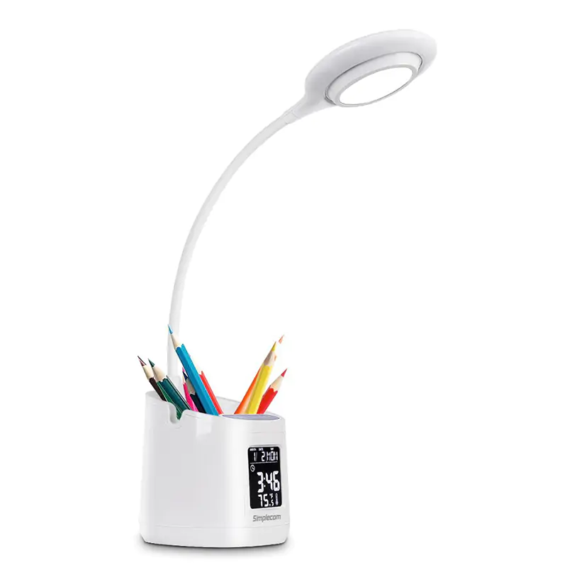 Simplecom El621 Led Desk Lamp With Pen, Led Table Lamp With Digital Clock