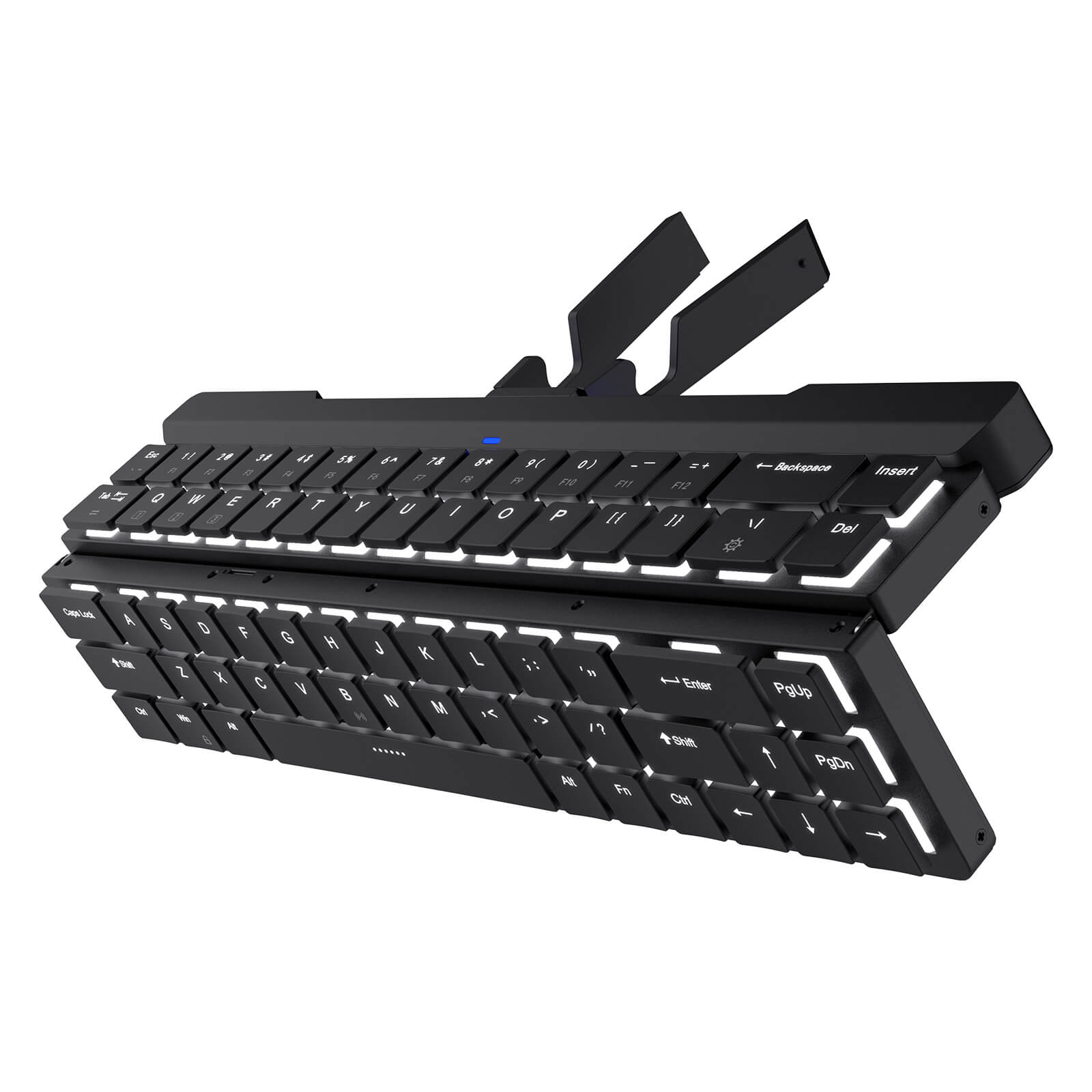 RK ROYAL KLUDGE RK925 68 Keys 60% Wireless Bluetooth Foldable Mechanical Keyboard with Built-in Stand Holder, Low Profile White Switches