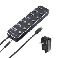 Simplecom CH375PS Aluminium 7 Port with Individual Switches and Power Adapter USB 3.0 Hub