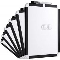 Deli Magnetic White Board, 8.5" x 11", 6 Pack, Small Dry Erase Board, 1 Dry Erase Marker, 2 Magnets, Plastic Frame