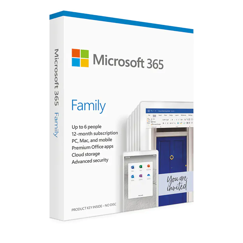 Microsoft Office 365 Family Retail - 1 Year Subscription 