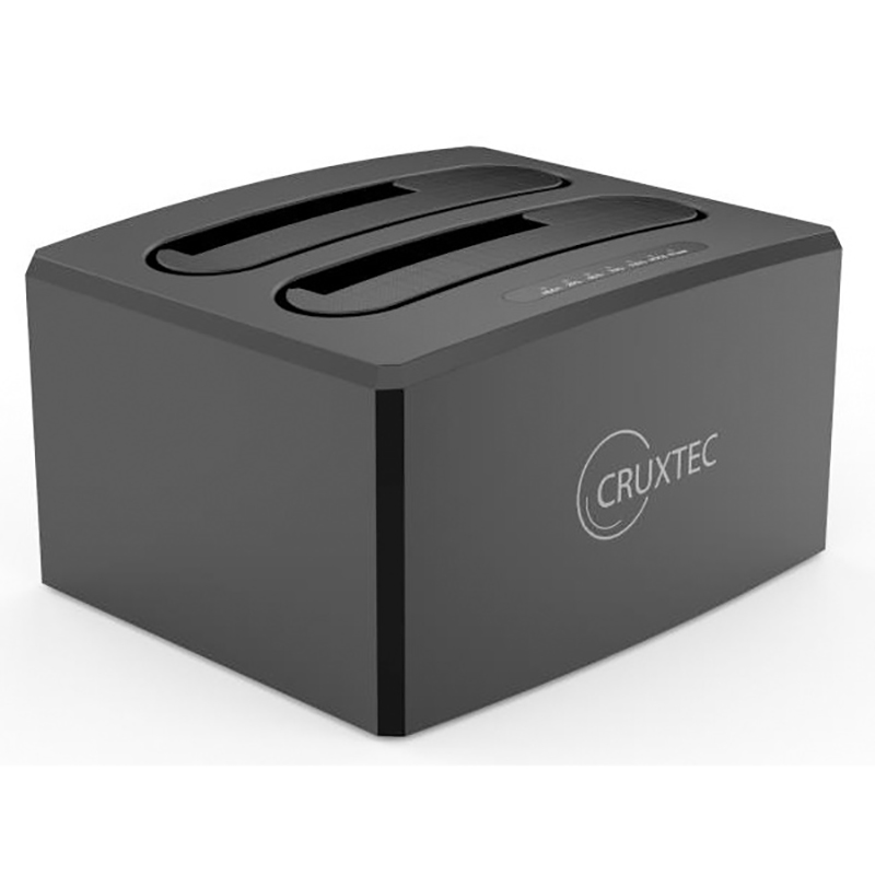 Cruxtec Dual Bay USB 3.0 to SATA 3.5in and 2.5in Hard Drive Docking Station with Clone Function - Black