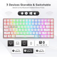 RK ROYAL KLUDGE RK84 Pro 75% RGB Triple Mode BT5.0/2.4G/Wired Hot-Swappable Mechanical Keyboard with Aluminum Frame, Quiet Red Switch 