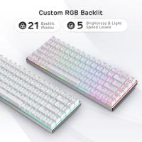 RK ROYAL KLUDGE RK84 Pro 75% RGB Triple Mode BT5.0/2.4G/Wired Hot-Swappable Mechanical Keyboard with Aluminum Frame, Quiet Red Switch 