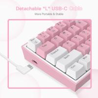 Redragon K617 Fizz 60% Wired RGB Gaming Keyboard, 61 Keys Compact Mechanical Keyboard w/White and Pink Color Keycaps, Linear Red Switch