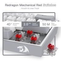 Redragon K617 Fizz 60% Wired RGB Gaming Keyboard, 61 Keys Compact Mechanical Keyboard w/White and Grey Color Keycaps, Linear Red Switch