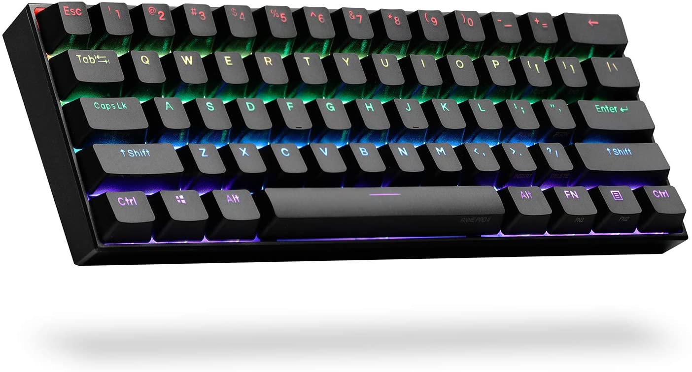 ANNE PRO 2 60% Bluetooth Mechanical Keyboard, Kailh Red Switch, Black Case