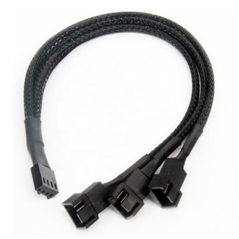 Generic 4 Pin PWM To 3 Fan Sleeved Splitter Power Cable