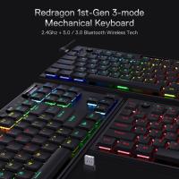 Redragon K621 Horus TKL Wireless RGB Mechanical Keyboard, 5.0 BT/2.4 Ghz/Wired Three Modes 80% Ultra-Thin Low Profile Bluetooth Keyboard, Red Switch