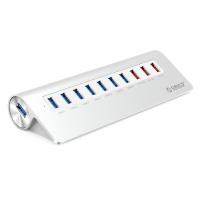 Orico 7 Port USB3 Aluminum Alloy Slope Design Hub with 3 Charging Ports - Silver