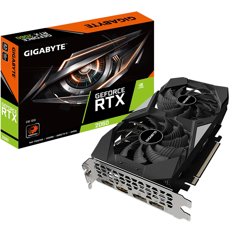 Gigabyte GeForce RTX 2060 D6 12G Graphics Card (N2060D6-12GD)