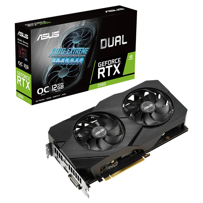 Asus GeForce RTX 2060 Dual EVO 12G OC Graphics Card (DUAL-RTX2060-O12G-EVO)