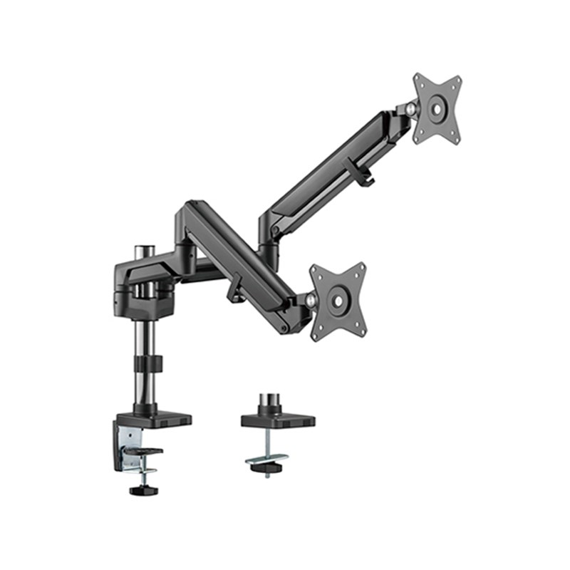 Brateck 17in-32in Dual Monitors Pole-Mounted Epic Gas Spring Aluminum Monitor Arm Space Grey