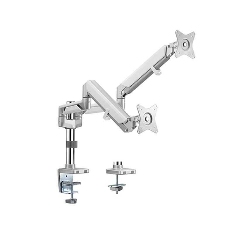 Brateck 17in-32in Dual Monitors Pole-Mounted Epic Gas Spring Aluminum Monitor Arm Gloss Grey