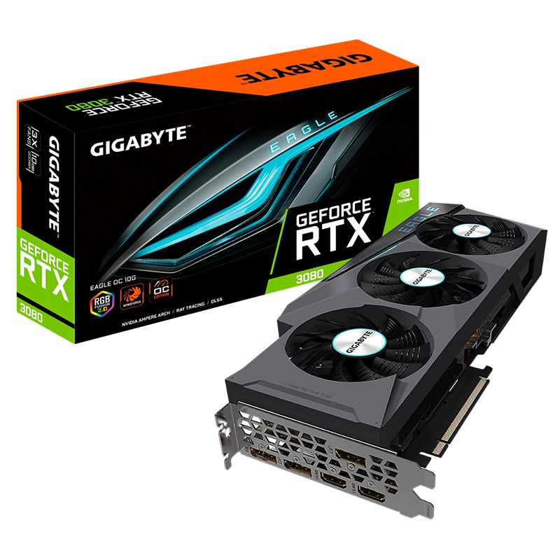 Gigabyte GeForce RTX 3080 Eagle 10G OC LHR Graphics Card - Rev 2.0 (N3080EAGLE-OC-10GD-V2)