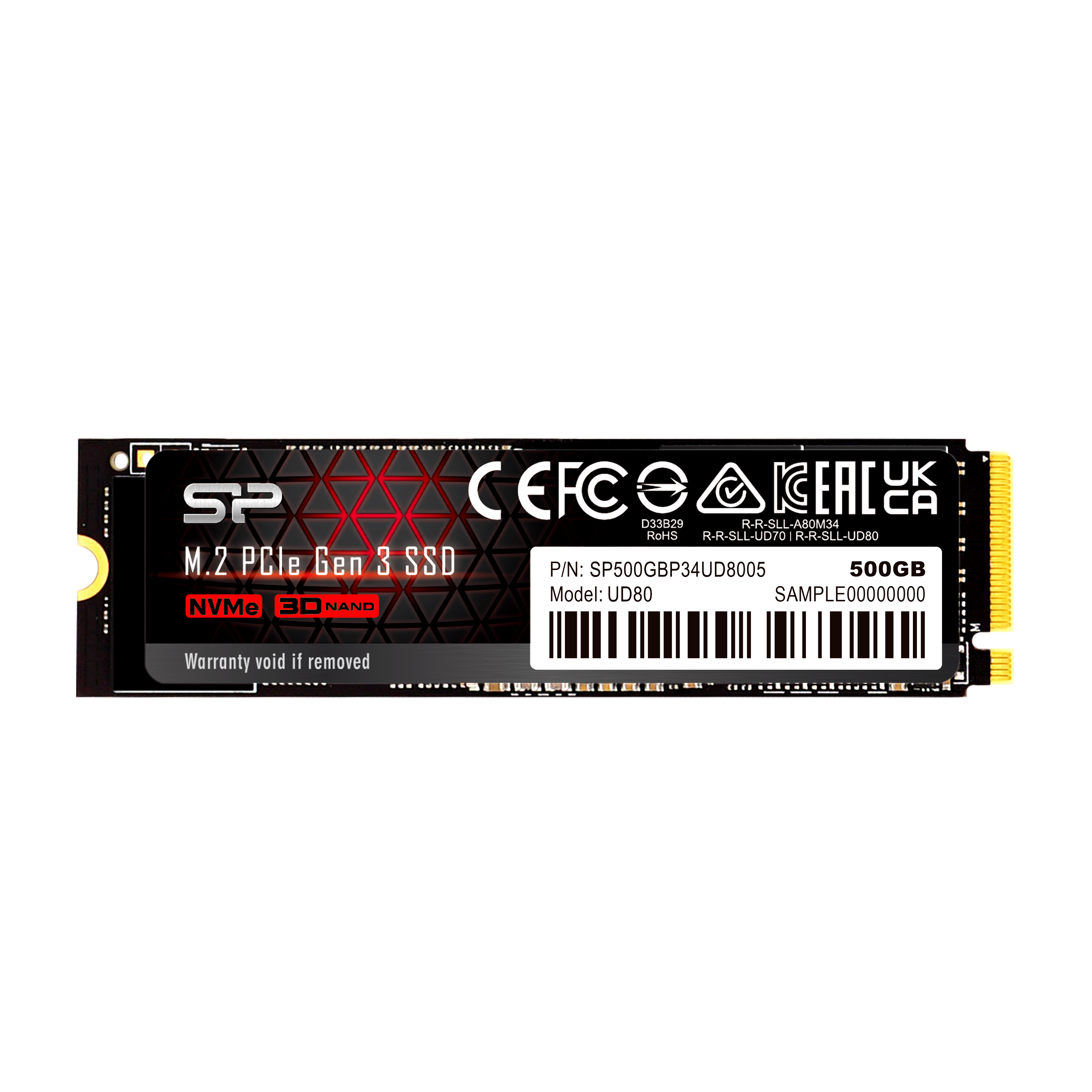 Silicon Power 500GB UD80 Gen3x4 TLC R/W up to 3,400/2,300 MB/s PCIe M.2 NVMe SSD