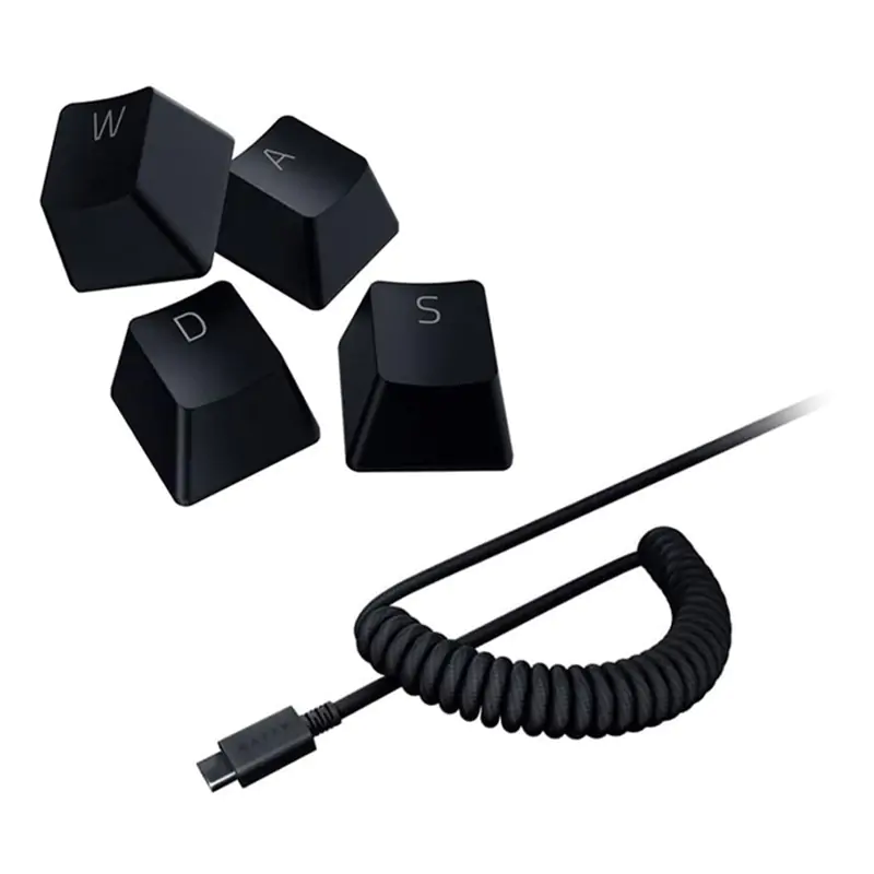 Razer PBT Keycap + Coiled USB Cable Upgrade Set - Classic Black (RC21-01490800)