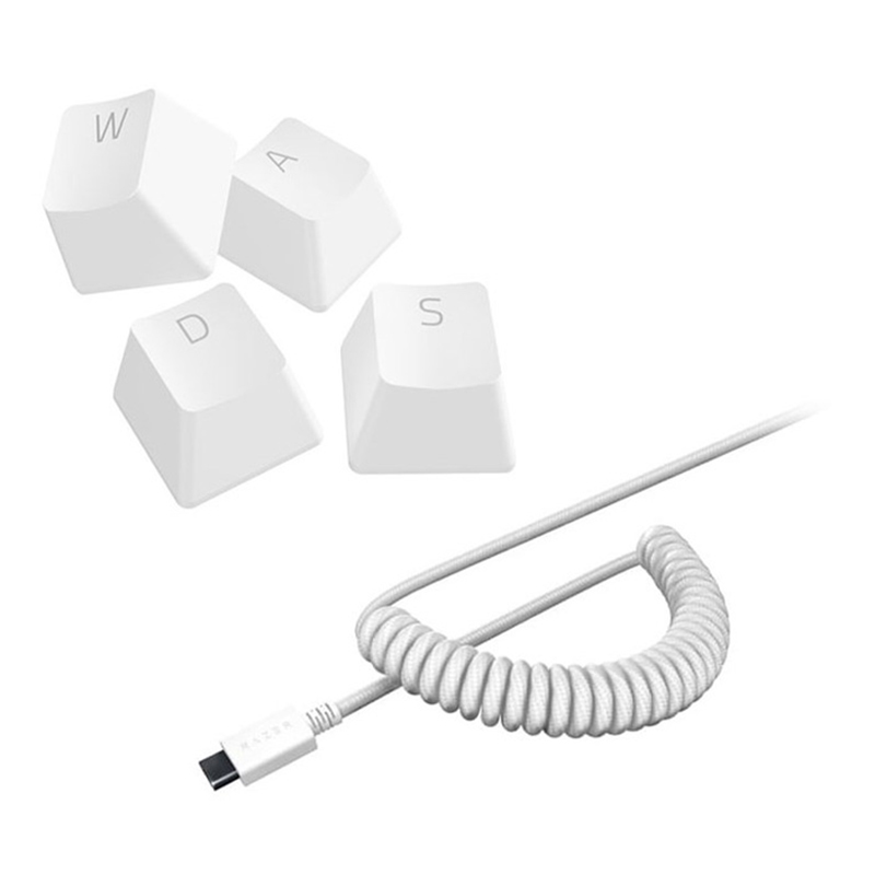 Razer PBT Keycap + Coiled USB Cable Upgrade Set - Mercury White (RC21-01490900)