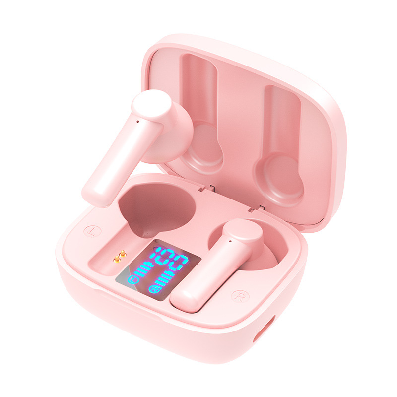LB-8 TWS Wireless Bluetooth Earphone Sports Waterproof Gaming Earpod Touch Stereo Headset With Mic Pink