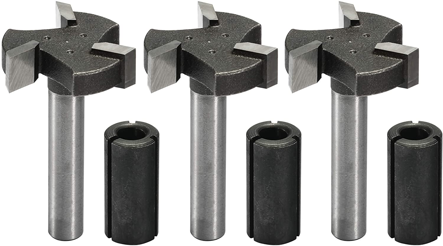Genmitsu 3pcs 3-Flute CNC Spoilboard Surfacing Router Bits, 1/4'' Shank, 0.94'' Cutting Diameter, Slab Flattening Router Bits for Wood Working, RB03A