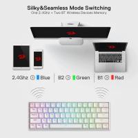 Redragon K530 Pro Draconic 60% Wireless RGB Mechanical Keyboard, Bluetooth/2.4Ghz/Wired 3-Mode 61 Keys Compact Gaming Keyboard, Red Switch