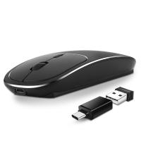 FRUITFUL Rechargeable 2.4GHz and Bluetooth 5.0 Metal Wireless Mouse,1600DPI,Silent Click dual mode Mouse with USB C Port for PC Tablet Mac Cell Phone