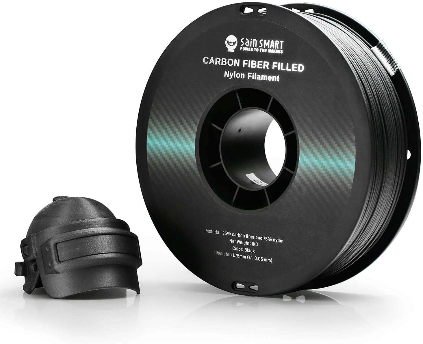 SainSmart 1.75mm Black ePA-CF Carbon Fiber Filled Nylon Filament 1KG (2.2lbs) Spool for 3D Printer